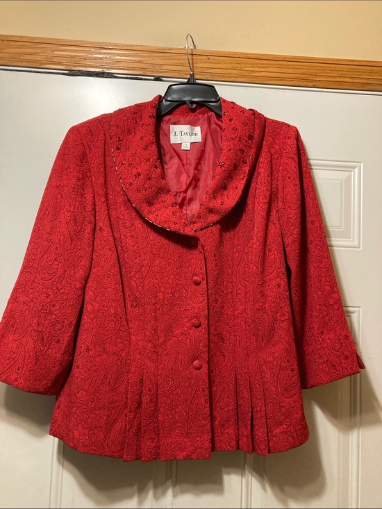 J. Taylor Jackets & Blazers - J. Taylor Red Paisley Jacket‎ 16